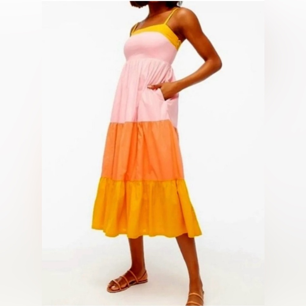 I. Crew Colorblock Maxi Dress Sz 6 Pockets!!!